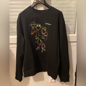 Off-White Black Crewneck sweatshirt with Colorful Graphic size Large
